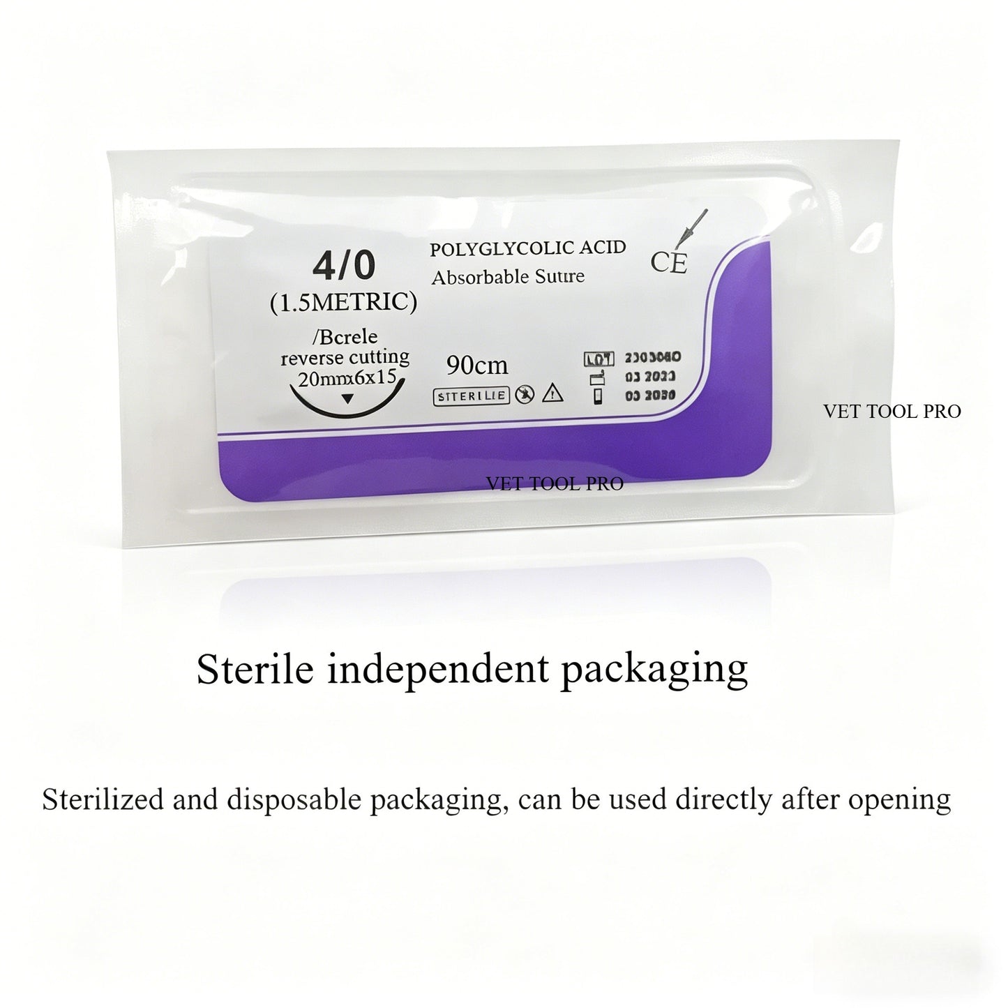 PGA Absorbable Sutures 120pcs | 90cm | USP 0/2-0/3-0/4-0 | Round & Reverse Cutting