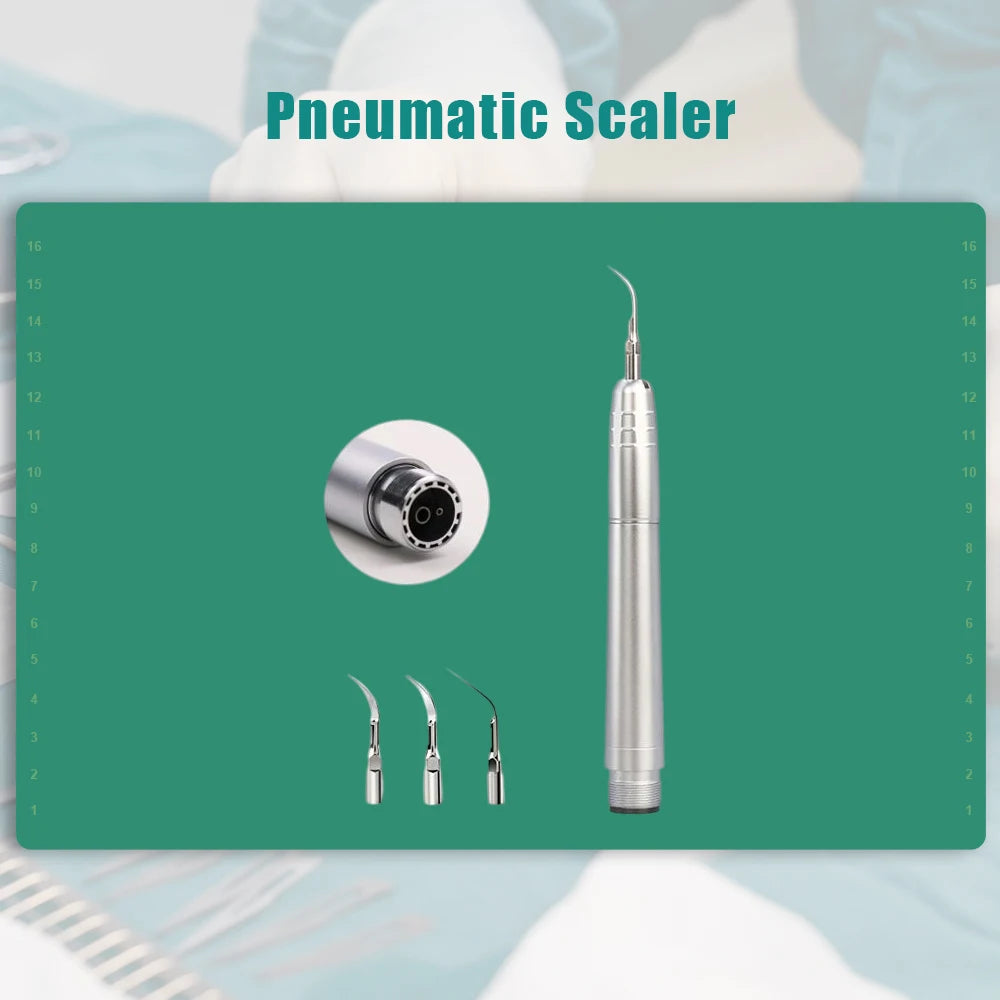 Kit escalador dental veterinario - Eliminador neumático de sarro, 0-8000 Hz, autoclavable, con pieza de mano, puntas, llave y estuche, 2/4 orificios, para mascotas