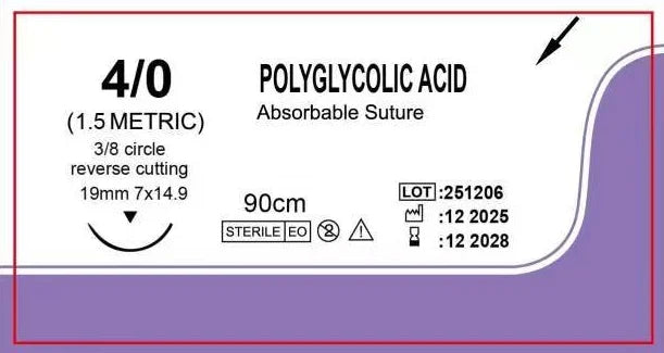 120 unidades de suturas absorvíveis PGA, sutura cirúrgica de 90cm, agulhas de sutura cortantes reversas 3/8 círculo, sutura USP0/2-0/3-0/4-0
