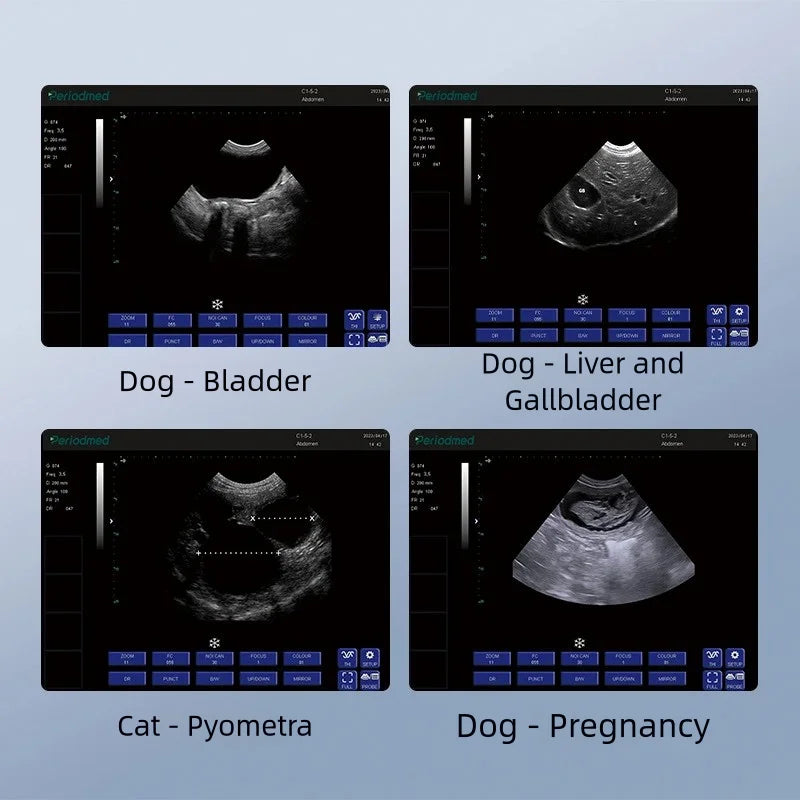 Ecógrafo Doppler Color Veterinario para Mascotas - Escáner Portátil HD con Sonda Múltiple y Batería de Larga Duración