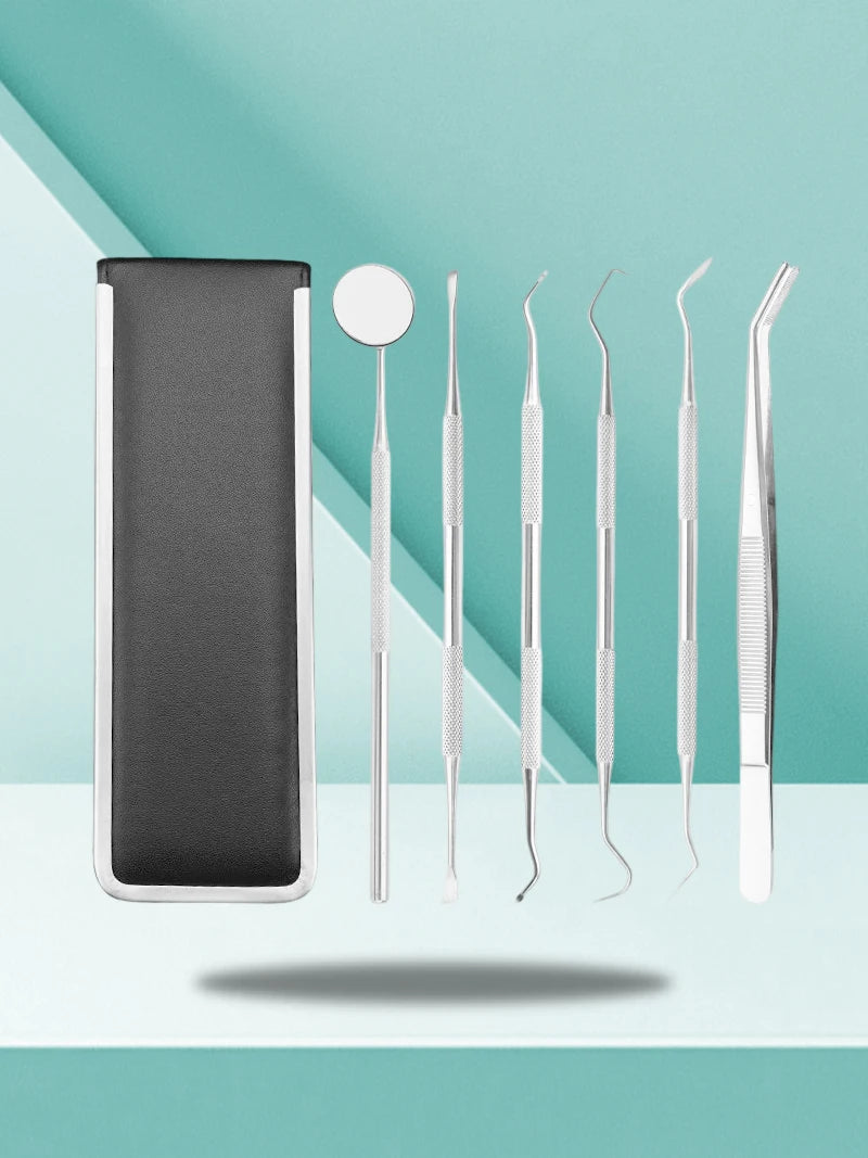Kit de cuidado dental para mascotas de acero inoxidable - Herramientas para eliminar el sarro para perros y gatos, sonda, pinzas, espejo bucal y raspadores