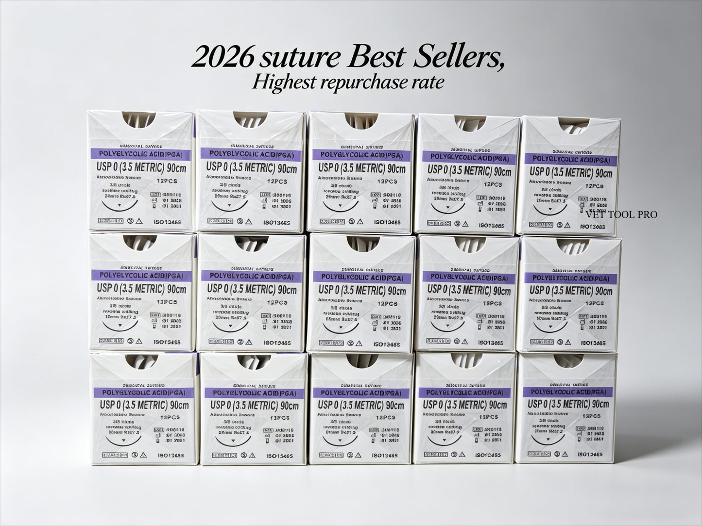PGA Absorbable Sutures 120pcs | 90cm | USP 0/2-0/3-0/4-0 | Round & Reverse Cutting