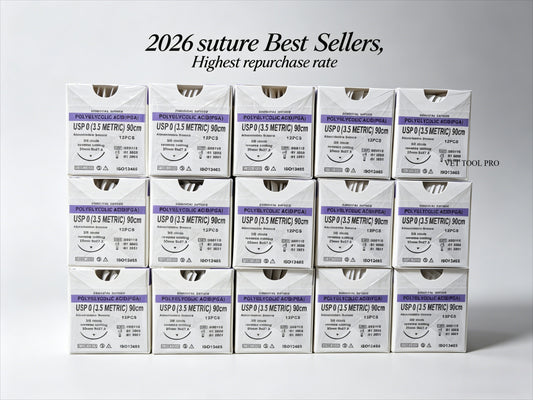 PGA Absorbable Sutures 120pcs | 90cm | USP 0/2-0/3-0/4-0 | Round & Reverse Cutting