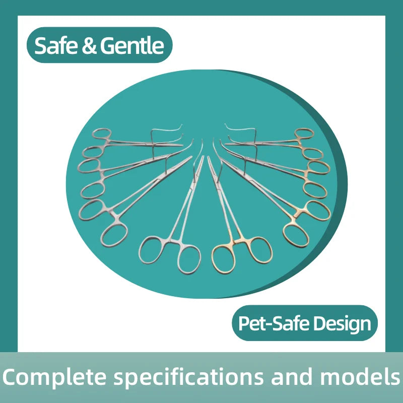 Pet Spay Hook - Stainless Steel - Straight & Curved Design (14-16cm) - For Cat/Dog Neutering