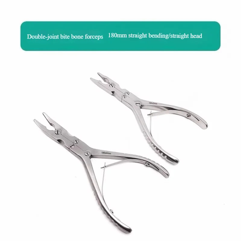 Veterinary Orthopedic Bone Rongeur Set (Double/Triple Action) for Small Animals - Includes Straight, Curved & Olsen Jaws180-240