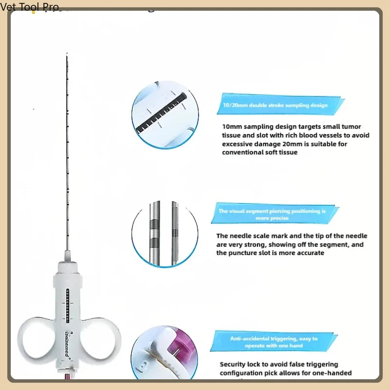 Agulha de biópsia automática no atacado de 5 peças, agulha de punção de biópsia por imagem PTC, agulha de biópsia descartável 14G/16G/18G/20G