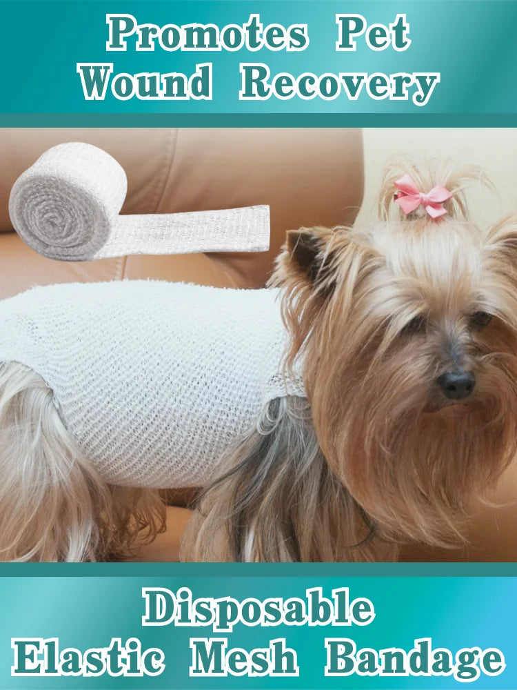 Disposable Elastic Mesh Bandage - Vet Breathable Wrap for Dogs & Cats, Pet Hospital Use,Net Tubular Bandage