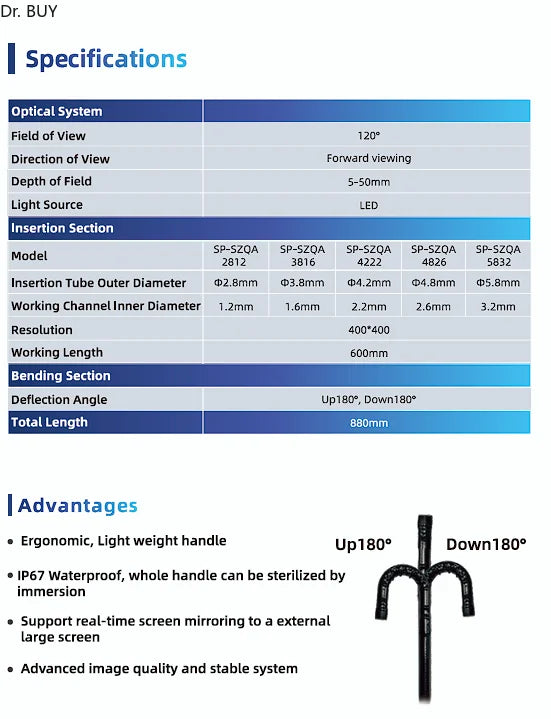 Reusable Digital Flexible Bronchoscopy, clinical Reusable endoscope, 2.8~5.8mm diameter /600mm working length