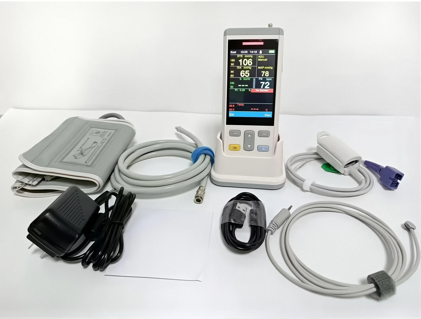 Portable Monitor ECG Monitor Blood Oxygen Temperature Vital Signs Monitor With Memory Pets Hospital Clinic Household Vet machine