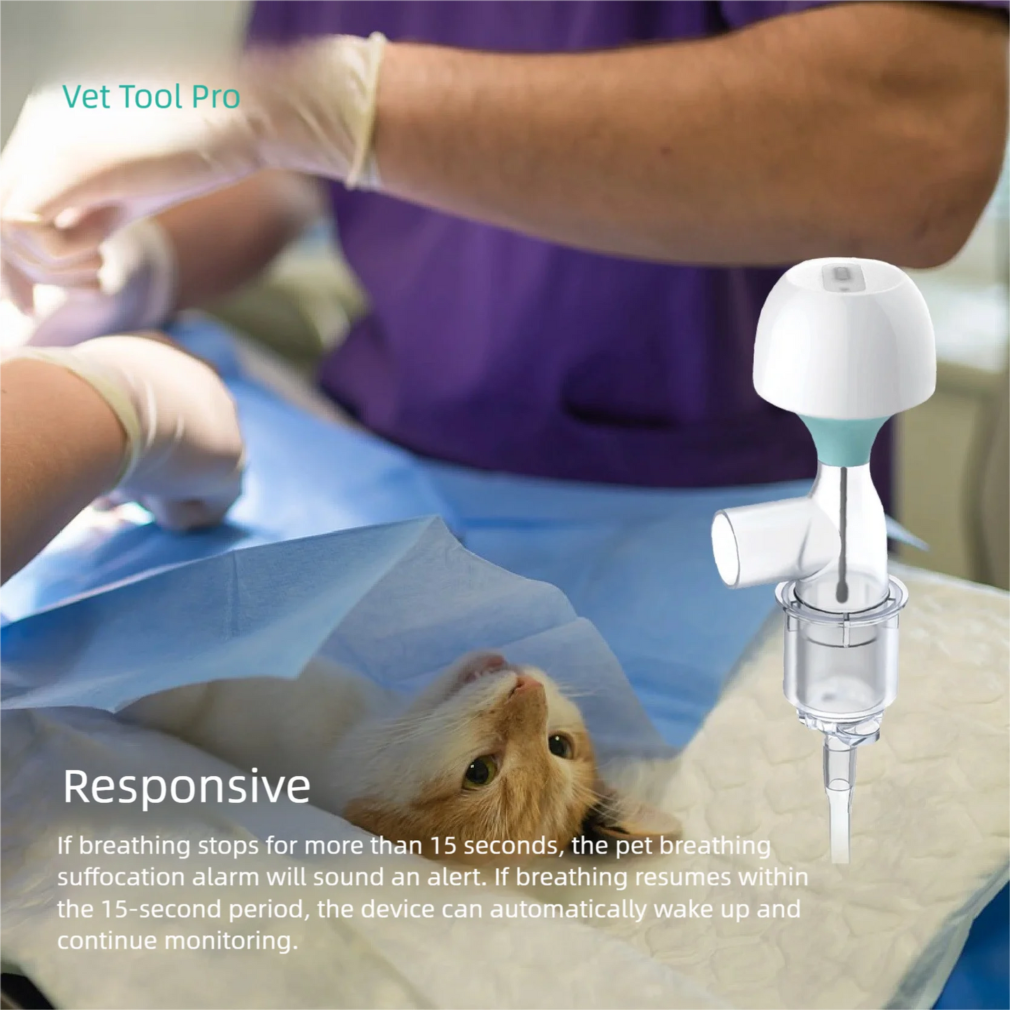 Pet Breathing Asphyxia Alertor For Cat Dog Veterinary Respiratory Choking Alarm , pet clinic equipment