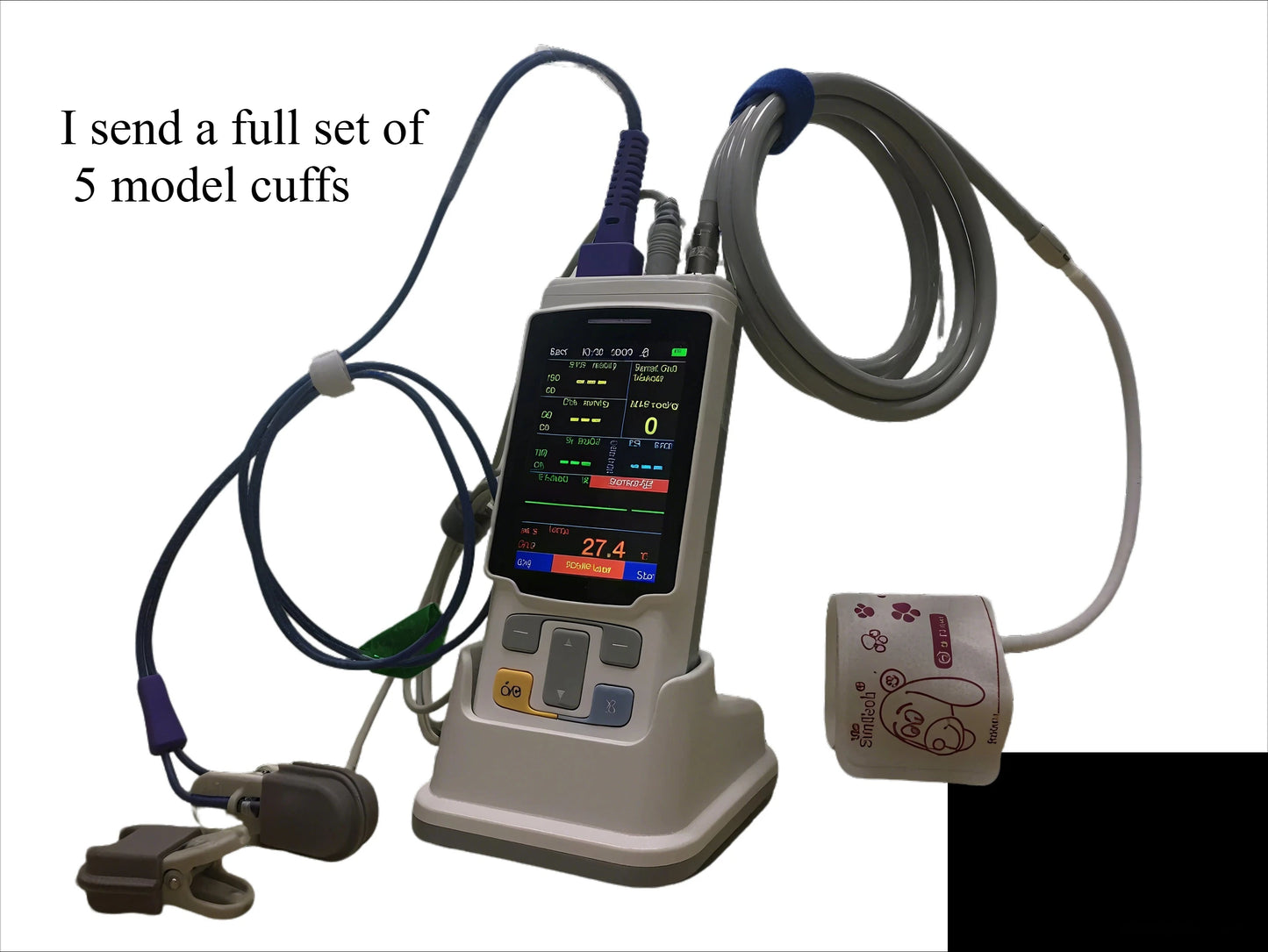 Portable Monitor ECG Monitor Blood Oxygen Temperature Vital Signs Monitor With Memory Pets Hospital Clinic Household Vet machine