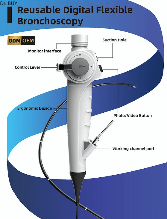 Reusable Digital Flexible Bronchoscopy, clinical Reusable endoscope, 2.8~5.8mm diameter /600mm working length