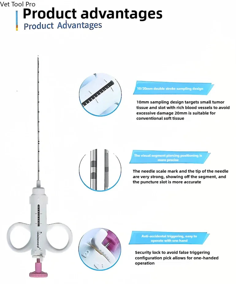 Agulha de biópsia automática no atacado de 5 peças, agulha de punção de biópsia por imagem PTC, agulha de biópsia descartável 14G/16G/18G/20G