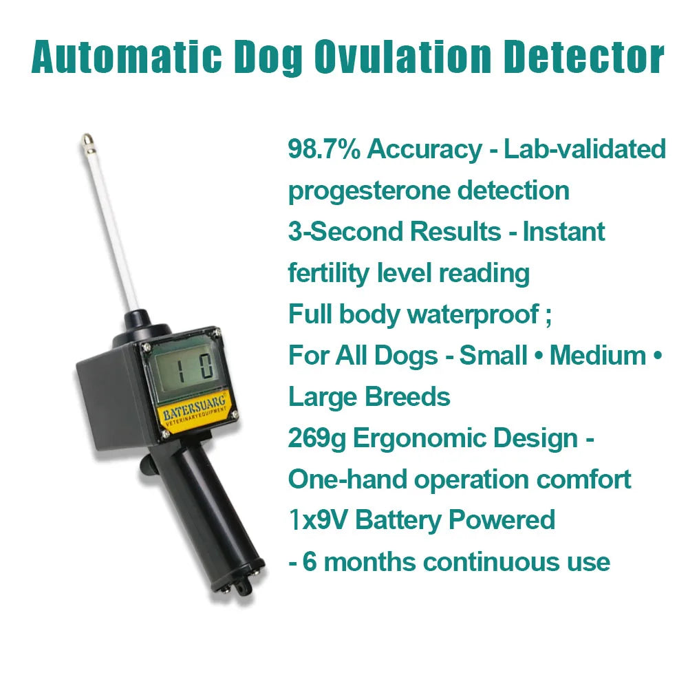 Vettoolpro Automatic Dog Ovulation Meter, 3 Seconds Disposable Test, Lcd Display, Measurement Range 10-1990, Humidity 90%