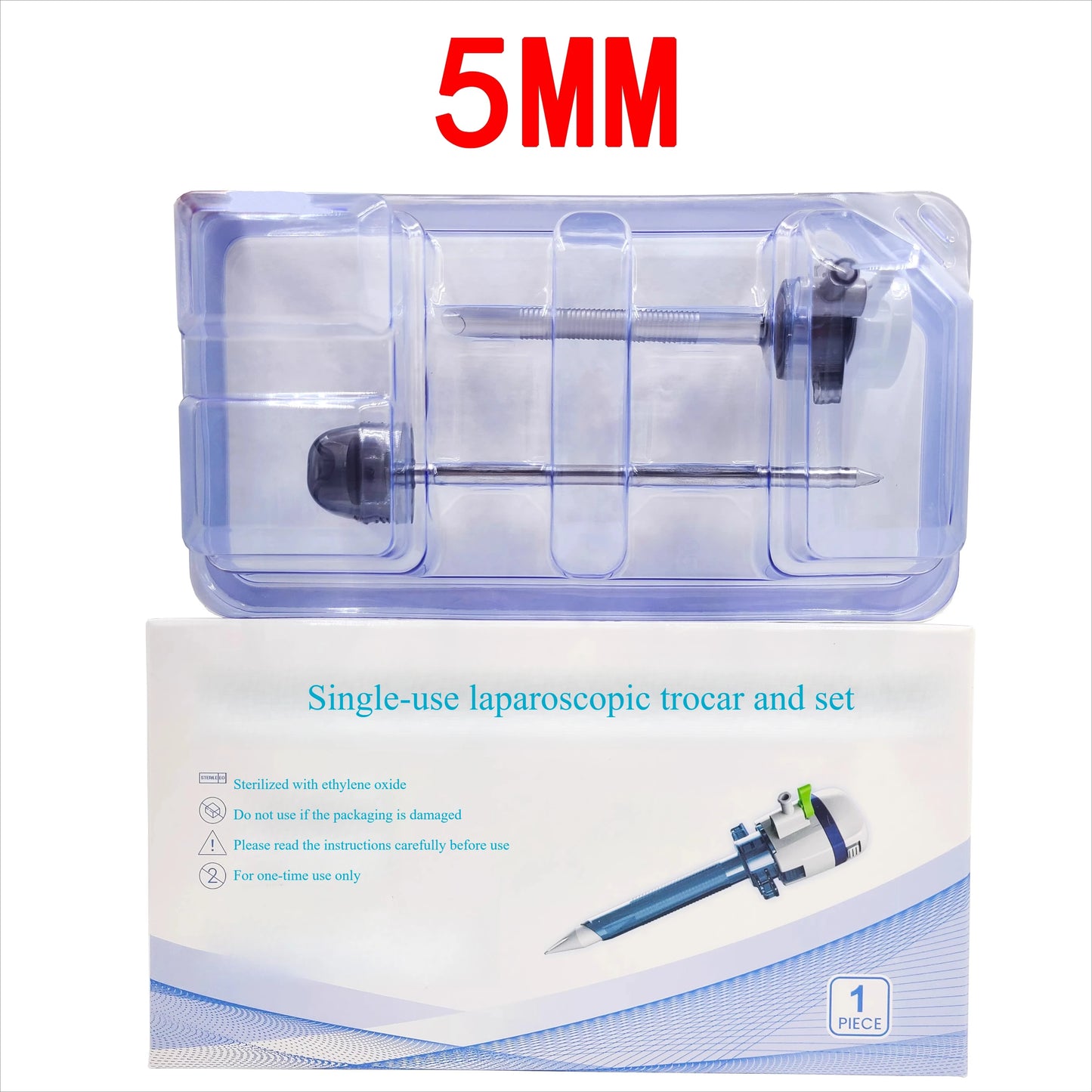 5 pieces laparoscopic trocar, 12mm laparoscopy trocares, 10mm plastic trocar, 5mm Surgical trocars
