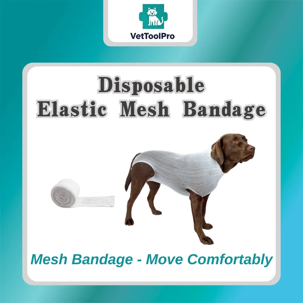 Disposable Elastic Mesh Bandage - Vet Breathable Wrap for Dogs & Cats, Pet Hospital Use,Net Tubular Bandage