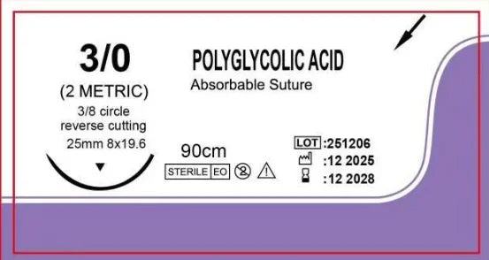 120 unidades de suturas absorvíveis PGA, sutura cirúrgica de 90cm, agulhas de sutura cortantes reversas 3/8 círculo, sutura USP0/2-0/3-0/4-0