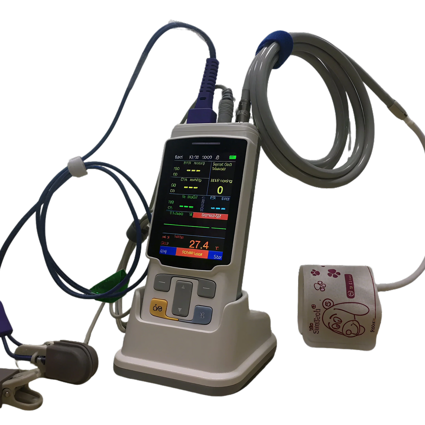 Portable Monitor ECG Monitor Blood Oxygen Temperature Vital Signs Monitor With Memory Pets Hospital Clinic Household Vet machine