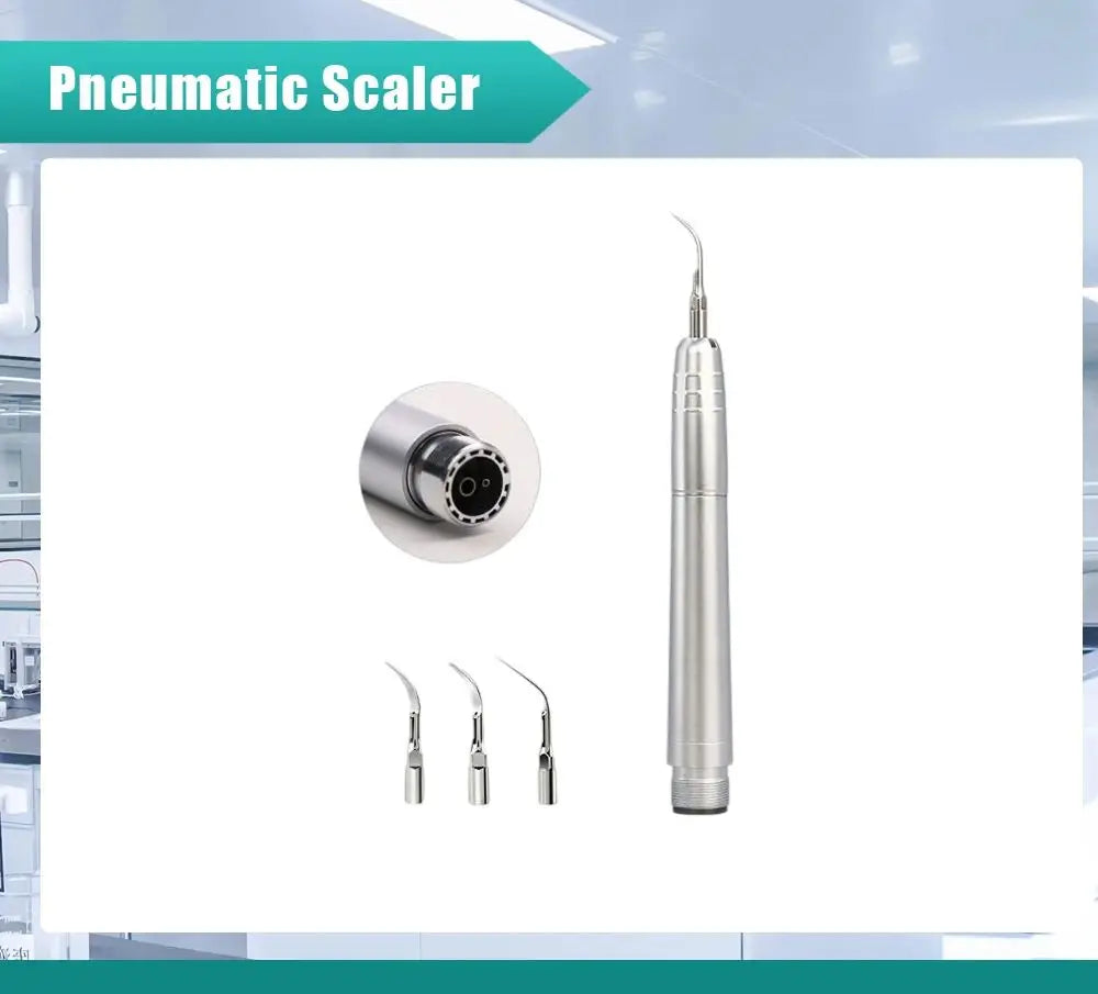 Kit escalador dental veterinario - Eliminador neumático de sarro, 0-8000 Hz, autoclavable, con pieza de mano, puntas, llave y estuche, 2/4 orificios, para mascotas