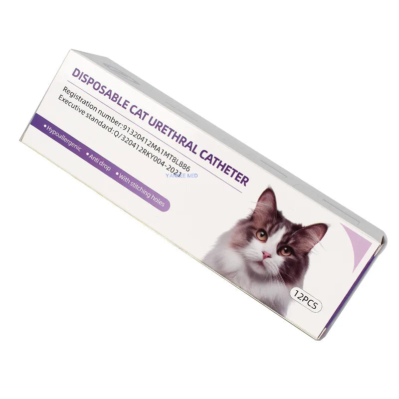 Cat Urinary Catheter with Stylet | F & R Type | 12pcs | Flushing & Retention | Vet Urine Drainage