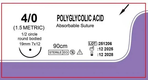 120 unidades de suturas absorvíveis PGA, sutura cirúrgica de 90cm, agulhas de sutura cortantes reversas 3/8 círculo, sutura USP0/2-0/3-0/4-0