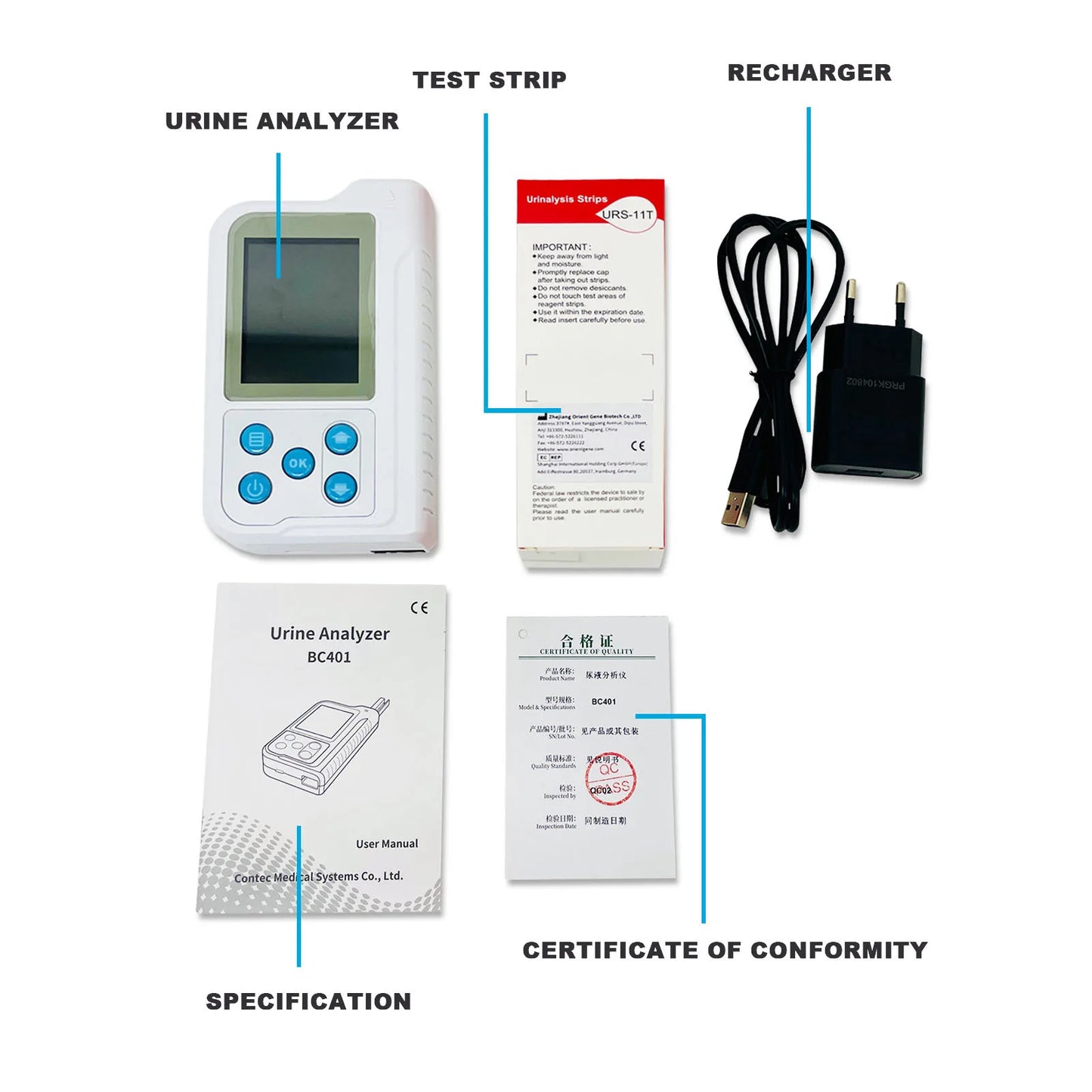 Portable Vet Urine Analyzer - UPC | 4-Wavelength Tech | Auto pH/Color Adjust |  with urinalysis test strips and Wireless Printer