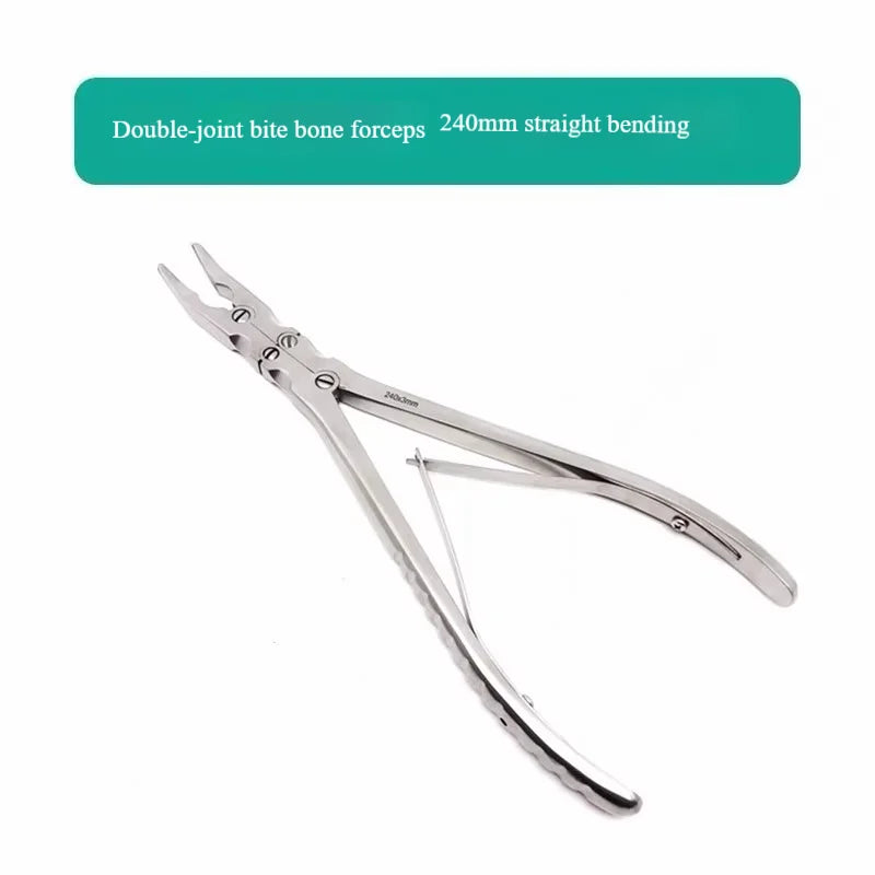 Veterinary Orthopedic Bone Rongeur Set (Double/Triple Action) for Small Animals - Includes Straight, Curved & Olsen Jaws180-240