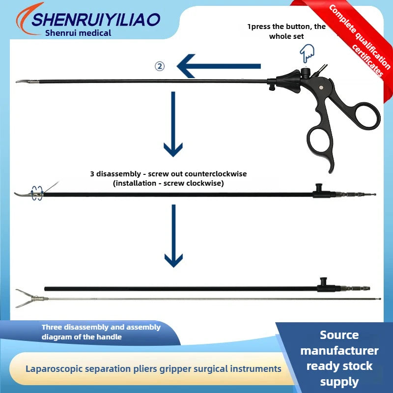 Laparoscopic curved forceps without damage Appendix Gallbladder Stomach Grab Forceps Wire Scissors Tissue Scissors