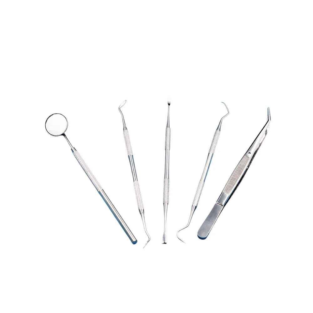 Kit de cuidado dental para mascotas de acero inoxidable - Herramientas para eliminar el sarro para perros y gatos, sonda, pinzas, espejo bucal y raspadores