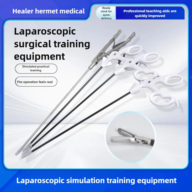 Laparoscopic training equipment, simulated practice needle holders,  curved scissors, hole and slot grippers, separation pliers