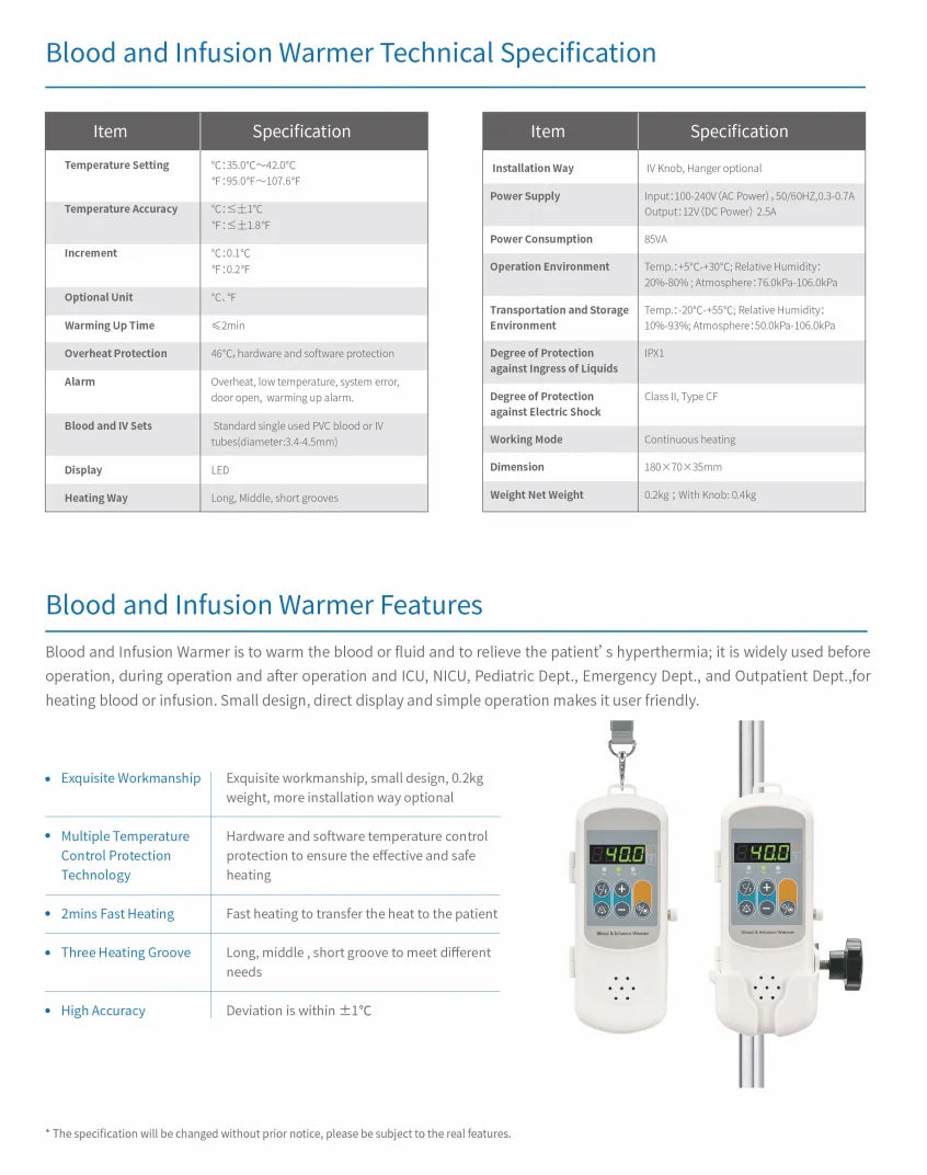 Pet IV Warmer for Blood Transfusion – Fast 2-Min Heating, ±1°C accurancy,pet blood and infusion warmer,temperature control
