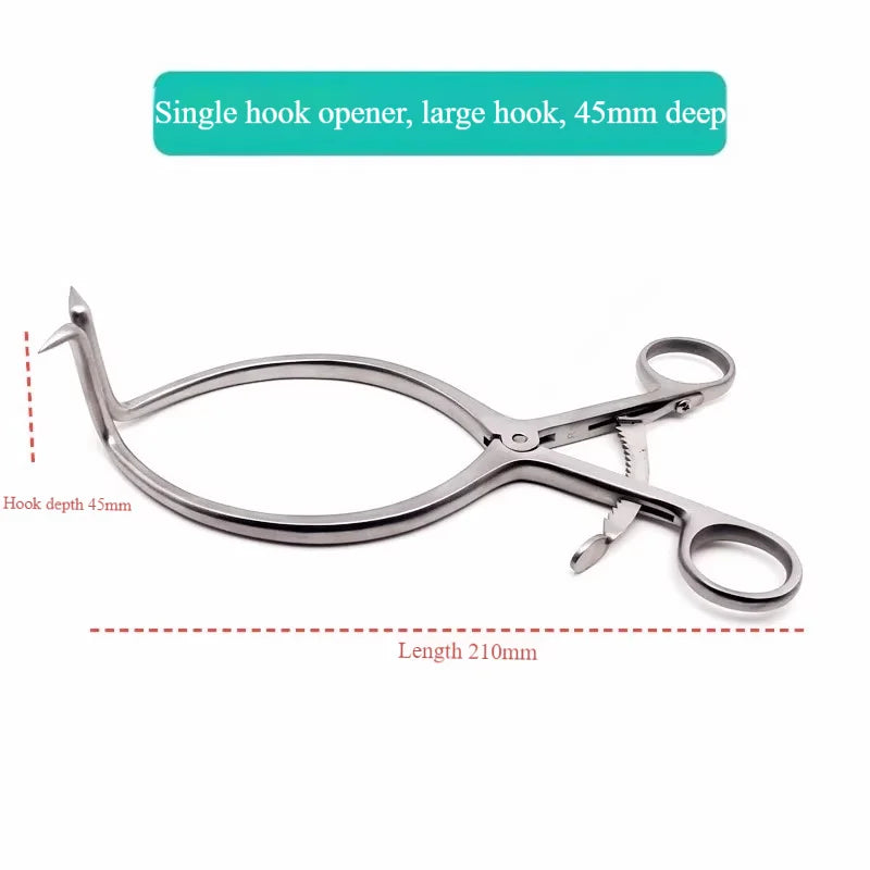 Veterinary Orthopedic Retractors, Single-Hook 130mm/210mm (30/45/60mm Depth) for Spinal Surgery