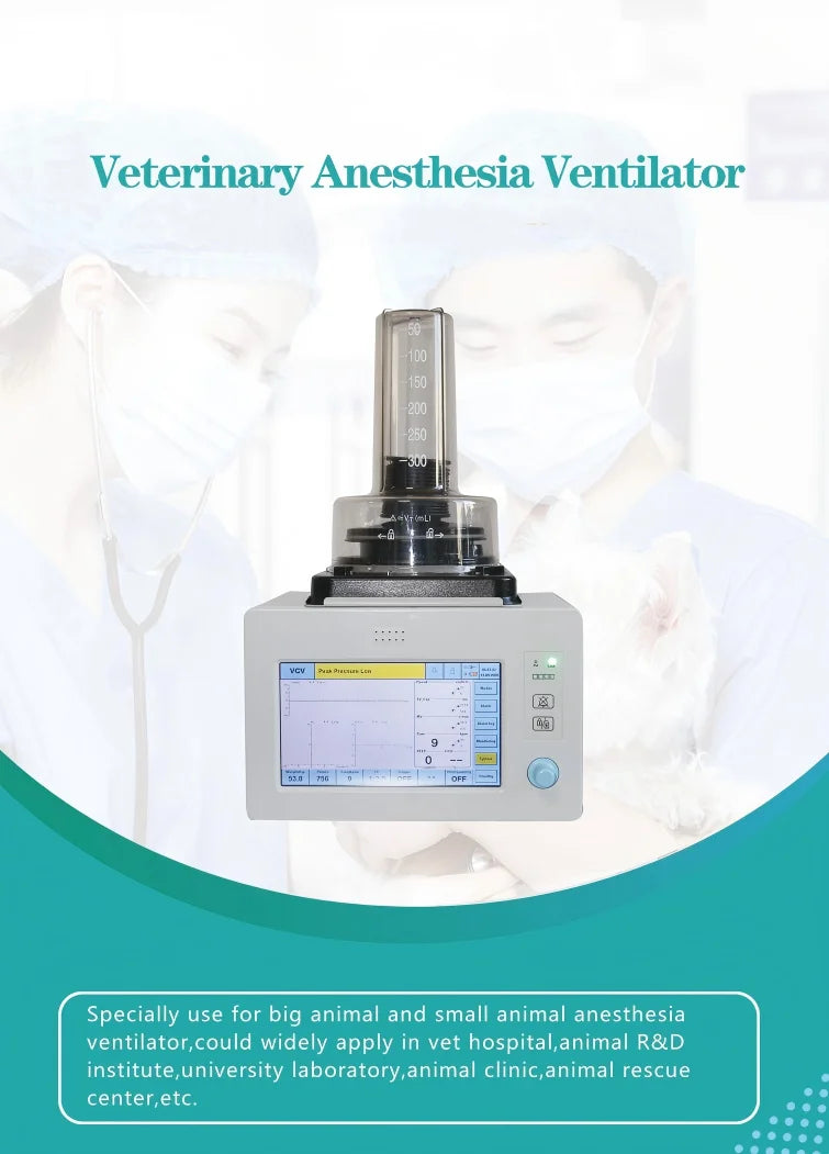 Veterinary Anesthesia Ventilator with Touch Screen - Automatic IPPV Respirator for Small Animals | Compatible with Anesthesia Ma