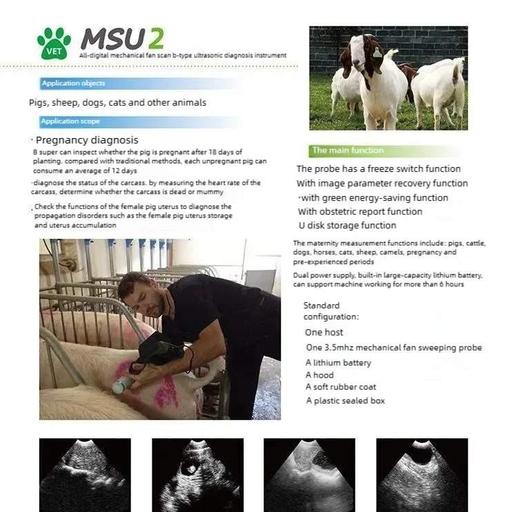 Vet Ultrasound, Mechanical ultrasonic diagnostic for sheep/dog/pig, 5.7 "high resolution color LED ,3.5MHz waterproof probe