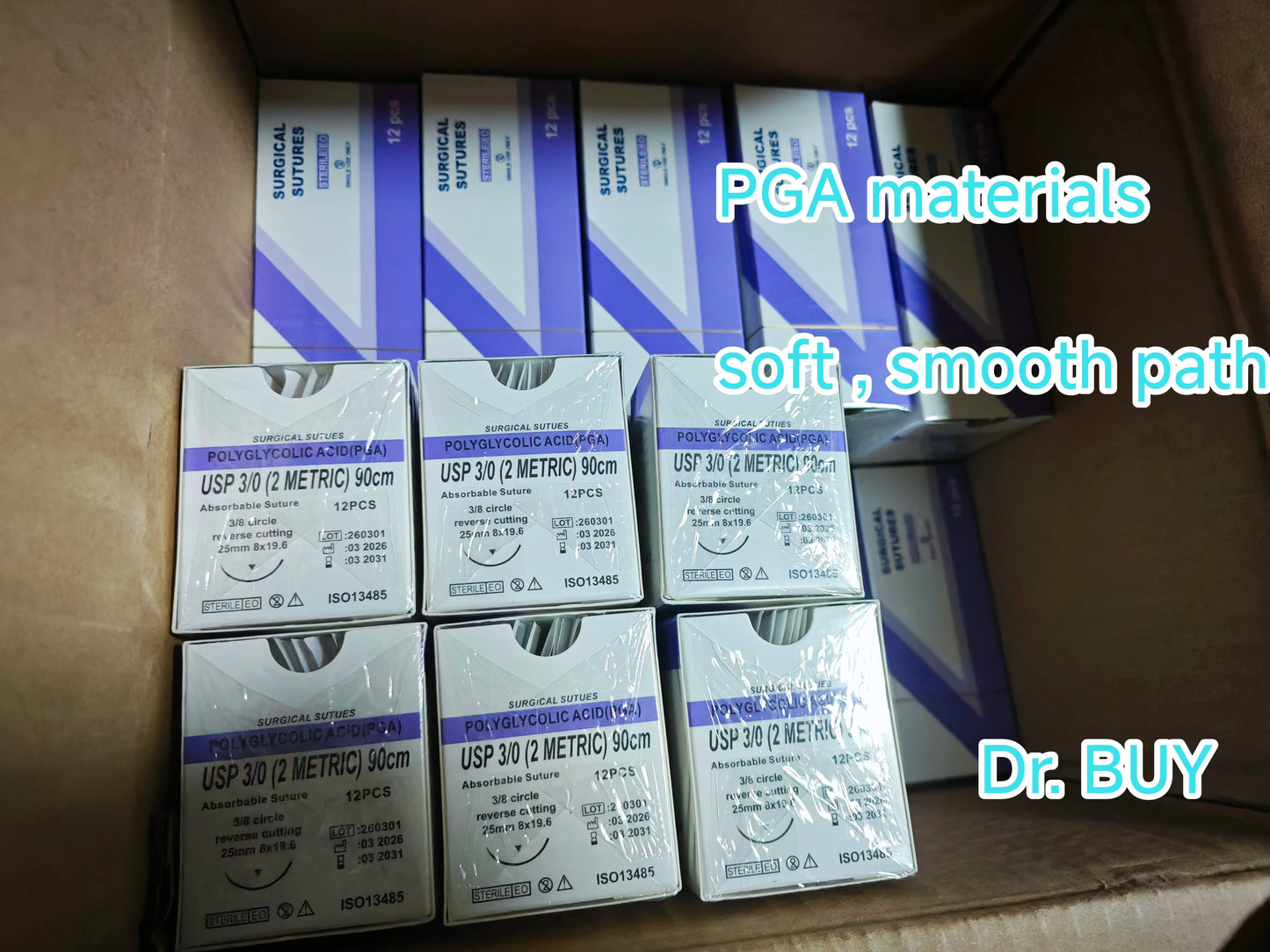 60 pieces Veterinary sutures, 90 cm length