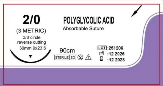 120 unidades de suturas absorvíveis PGA, sutura cirúrgica de 90cm, agulhas de sutura cortantes reversas 3/8 círculo, sutura USP0/2-0/3-0/4-0